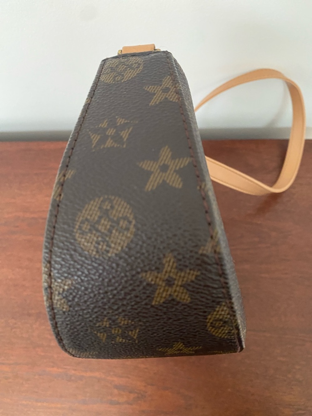Designer-Inspired Monogram Mini Shoulder Bag in Brown and Tan - Picture 14 of 16